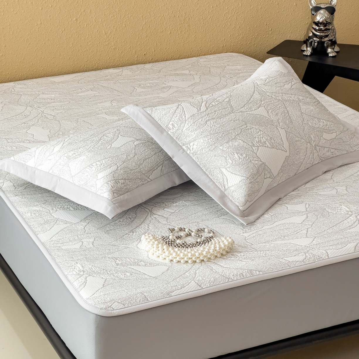 91家纺网 家纺一手货源 找家纺 耀悦家纺 2026年新款乙纶华夫格冰丝凉席床笠款ins风轻奢简约风凉席席子 家大叶大-沥青浅灰-床笠款