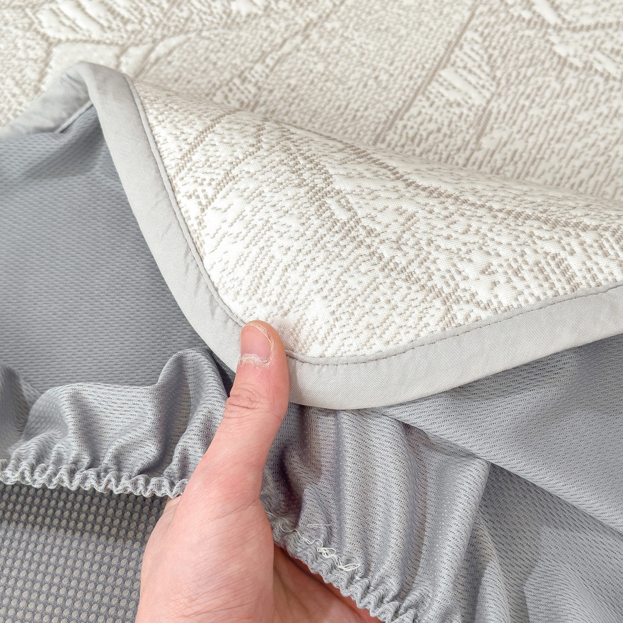 91家纺网 家纺一手货源 找家纺 耀悦家纺 2026年新款乙纶华夫格冰丝凉席床笠款ins风轻奢简约风凉席席子 家大叶大-棕雾咖-床笠款