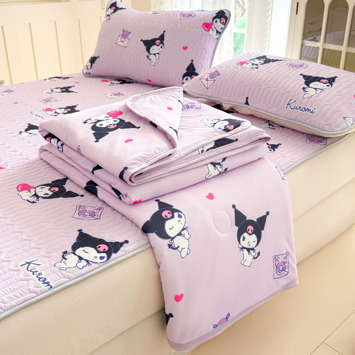 博雅 2026新款三丽鸥A类仿锦氨组合小冰皮夏被夏凉被空调被凉席席子 小版-开心库洛米