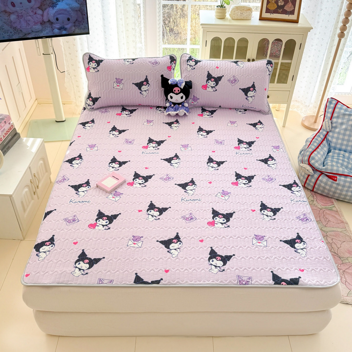 91家纺网 家纺一手货源 找家纺 博雅 2026新款三丽鸥A类仿锦氨组合小冰皮夏被夏凉被空调被凉席席子 小版-开心库洛米