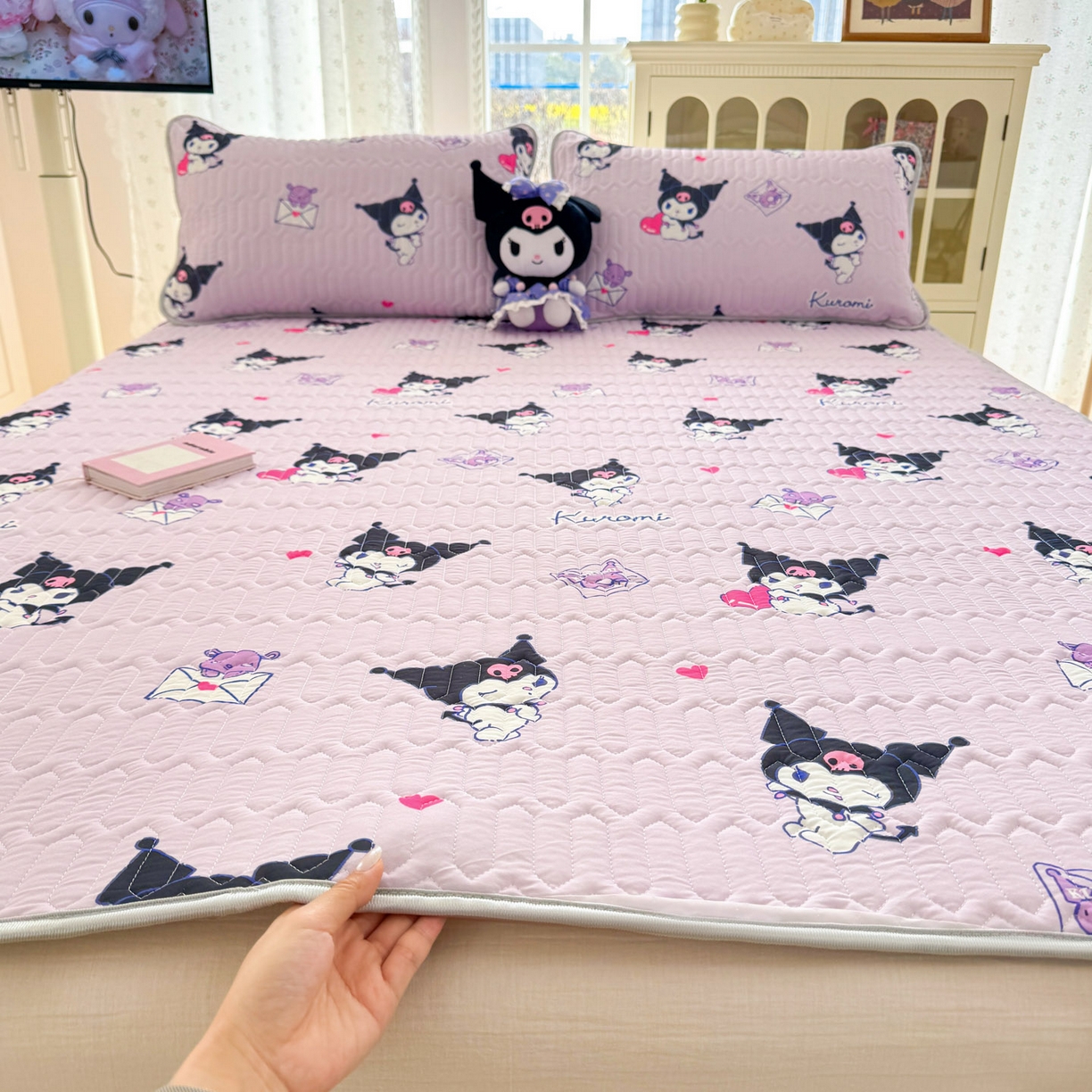 91家纺网 家纺一手货源 找家纺 博雅 2026新款三丽鸥A类仿锦氨组合小冰皮夏被夏凉被空调被凉席席子 小版-开心库洛米