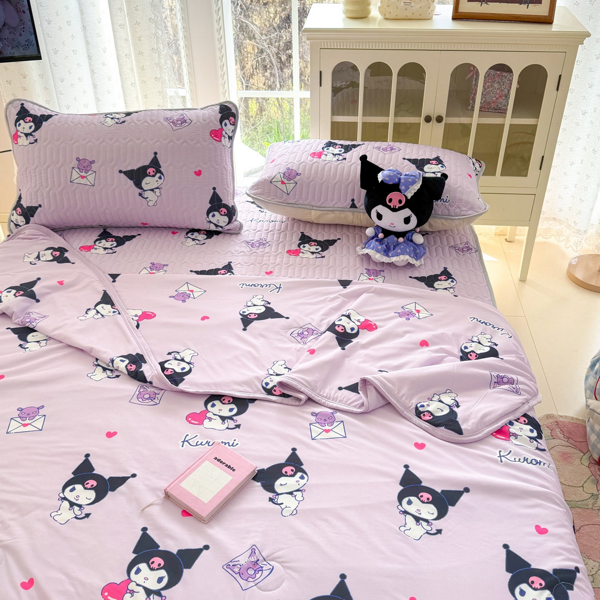 91家纺网 家纺一手货源 找家纺 博雅 2026新款三丽鸥A类仿锦氨组合小冰皮夏被夏凉被空调被凉席席子 小版-开心库洛米