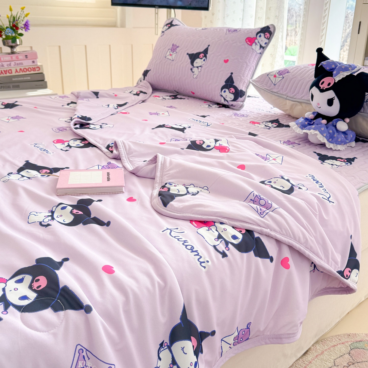 91家纺网 家纺一手货源 找家纺 博雅 2026新款三丽鸥A类仿锦氨组合小冰皮夏被夏凉被空调被凉席席子 小版-开心库洛米