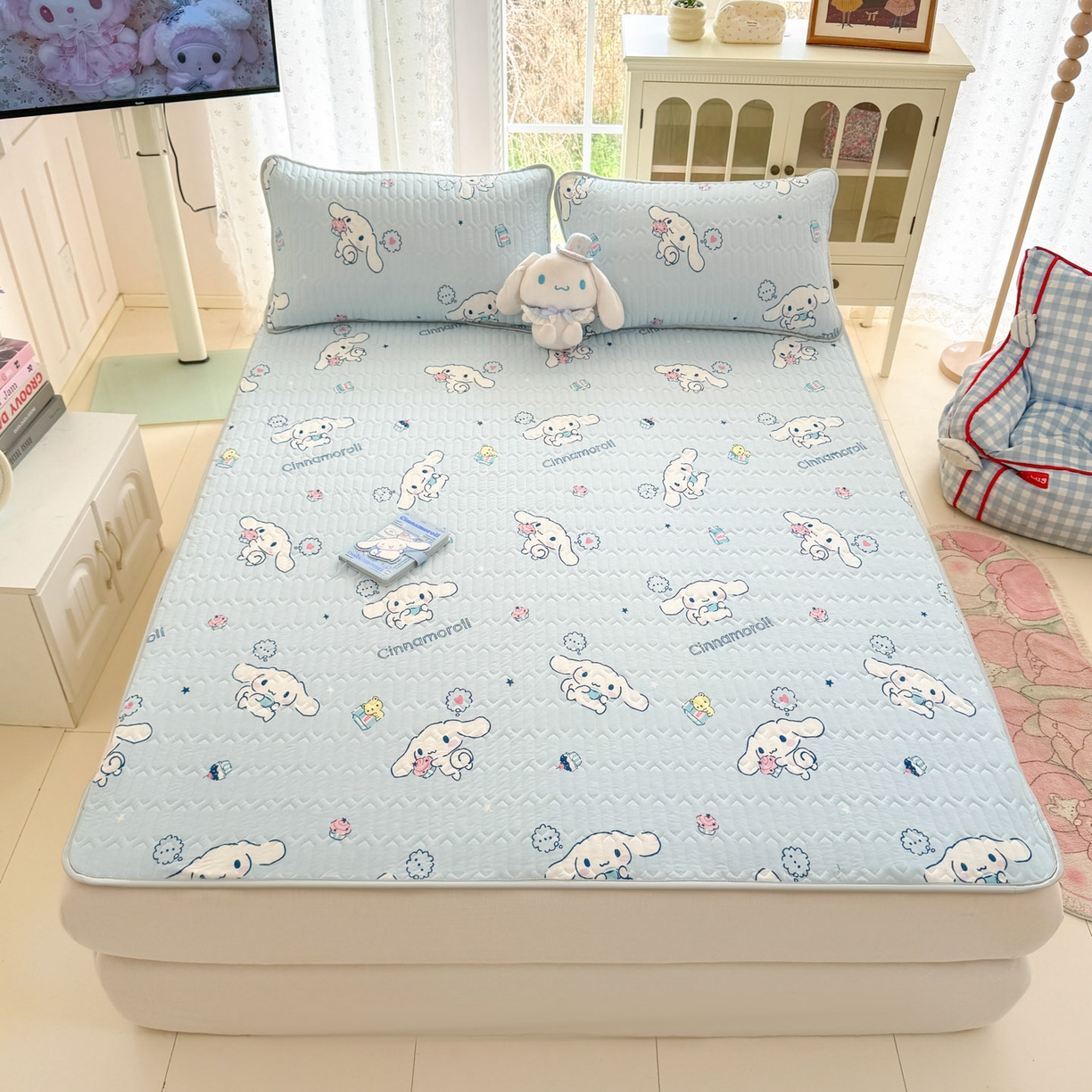 91家纺网 家纺一手货源 找家纺 博雅 2026新款三丽鸥A类仿锦氨组合小冰皮夏被夏凉被空调被凉席席子 小版-甜品玉桂狗