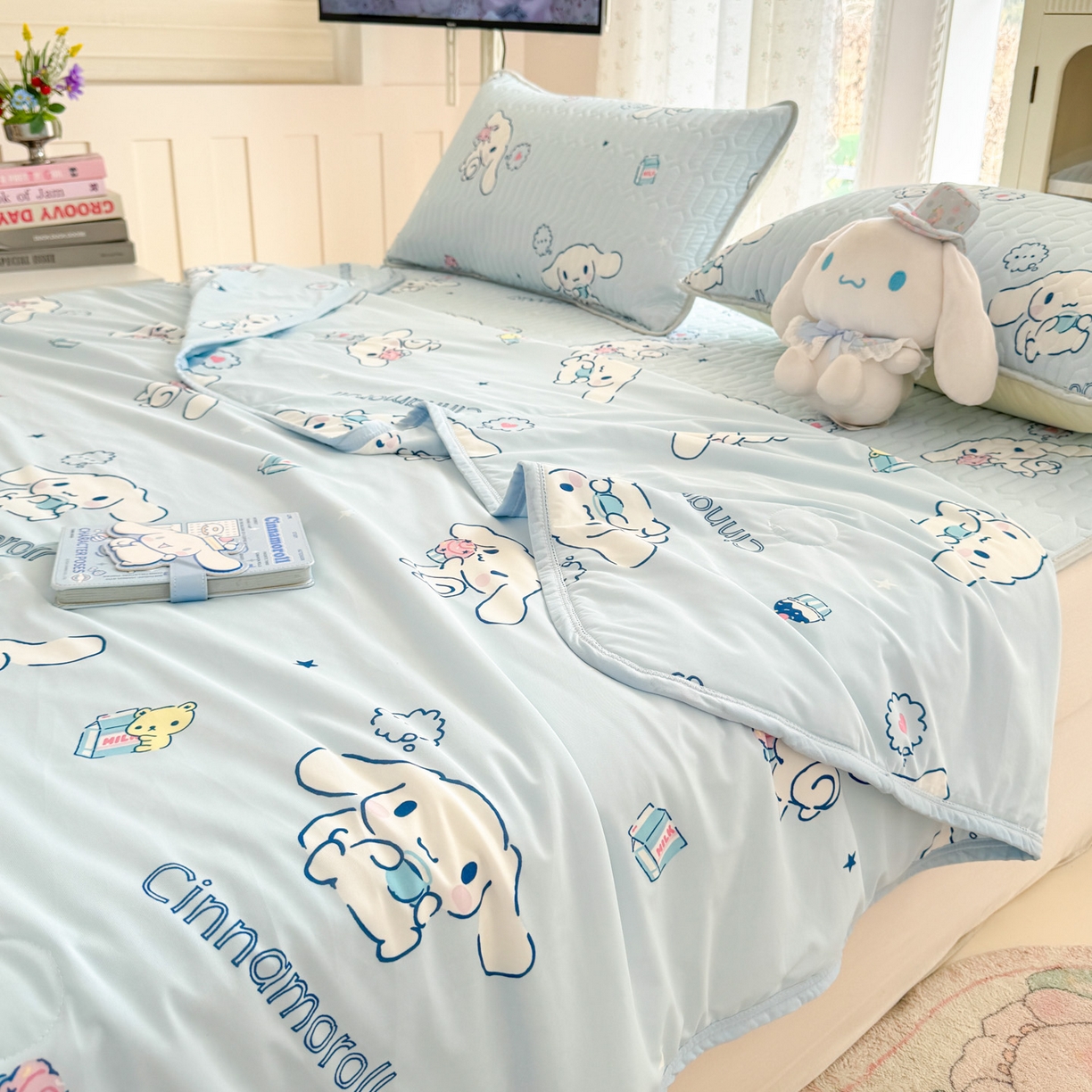 91家纺网 家纺一手货源 找家纺 博雅 2026新款三丽鸥A类仿锦氨组合小冰皮夏被夏凉被空调被凉席席子 小版-甜品玉桂狗