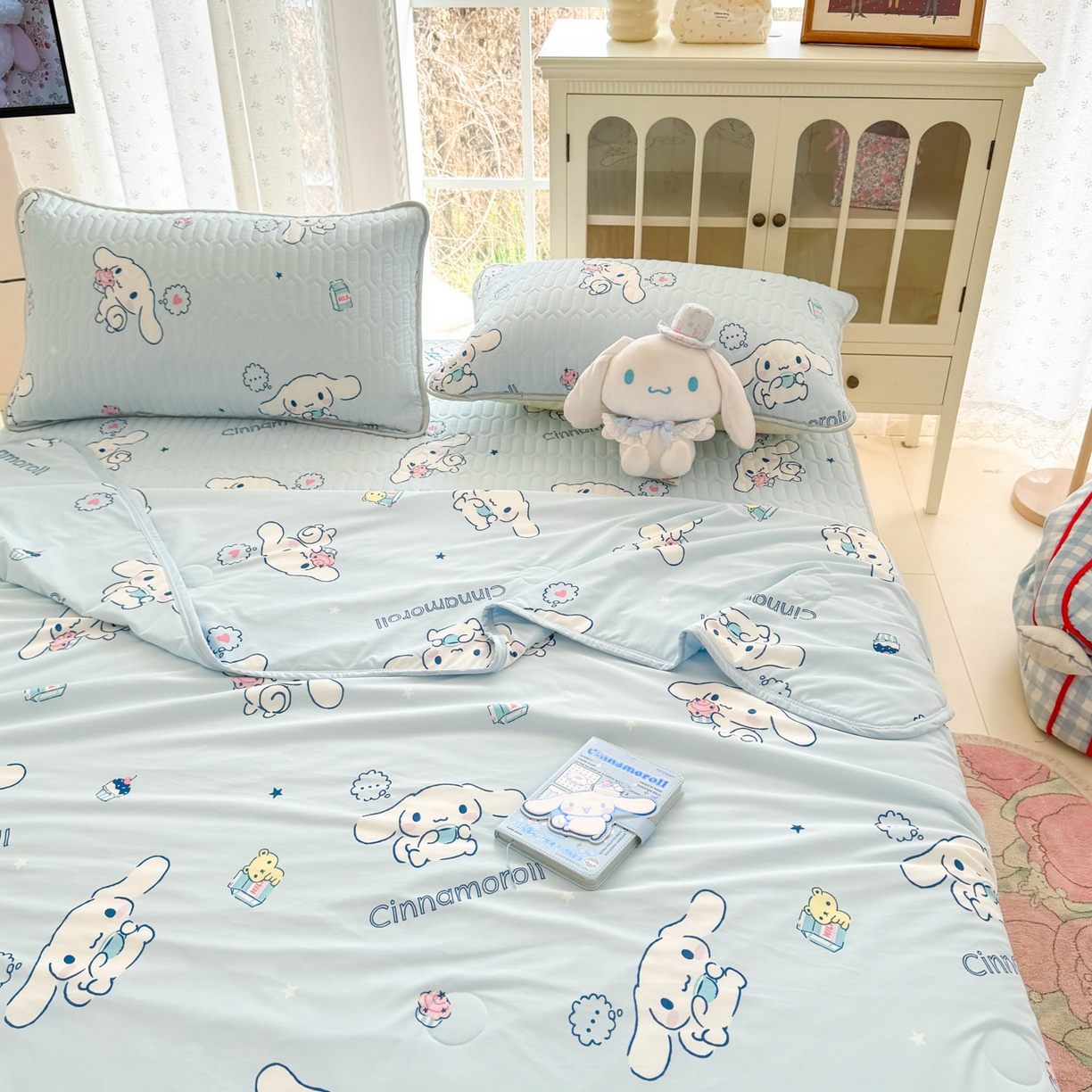 91家纺网 家纺一手货源 找家纺 博雅 2026新款三丽鸥A类仿锦氨组合小冰皮夏被夏凉被空调被凉席席子 小版-甜品玉桂狗