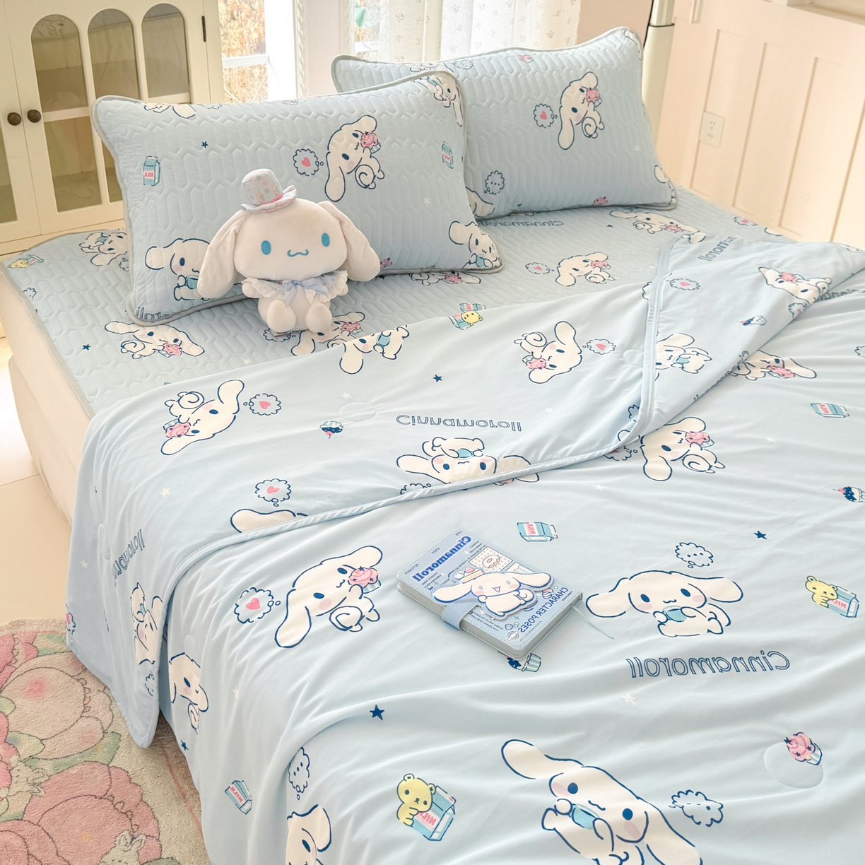 91家纺网 家纺一手货源 找家纺 博雅 2026新款三丽鸥A类仿锦氨组合小冰皮夏被夏凉被空调被凉席席子 小版-甜品玉桂狗