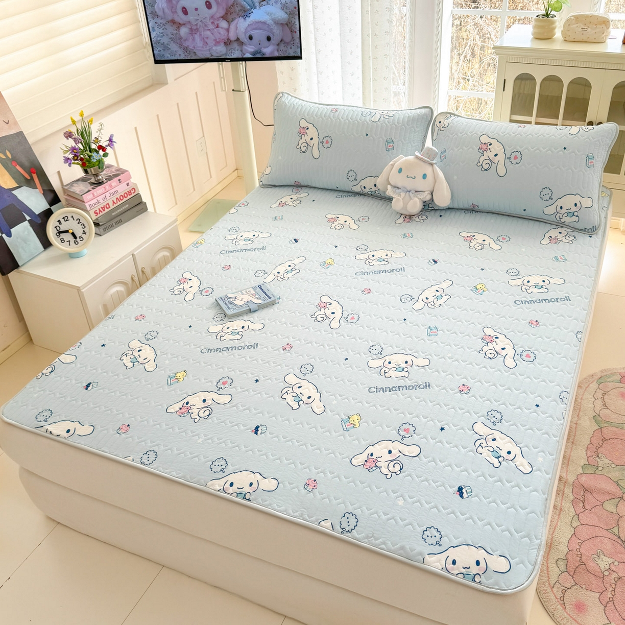 91家纺网 家纺一手货源 找家纺 博雅 2026新款三丽鸥A类仿锦氨组合小冰皮夏被夏凉被空调被凉席席子 小版-甜品玉桂狗