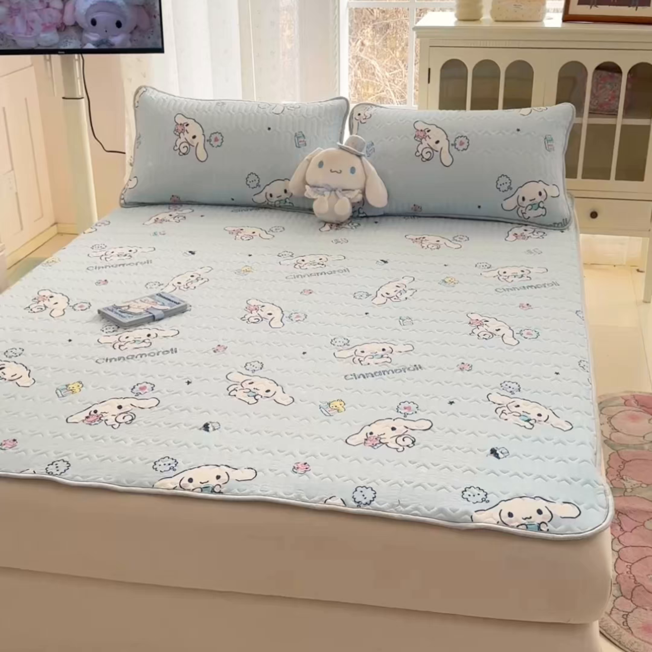 91家纺网 家纺一手货源 找家纺 博雅 2026新款三丽鸥A类仿锦氨组合小冰皮夏被夏凉被空调被凉席席子 小版-甜品玉桂狗