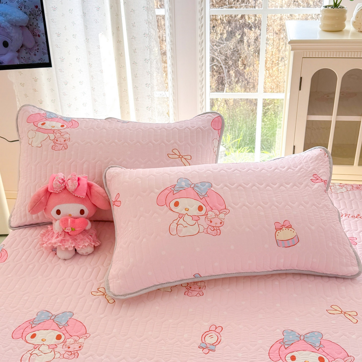 91家纺网 家纺一手货源 找家纺 博雅 2026新款三丽鸥A类仿锦氨组合小冰皮夏被夏凉被空调被凉席席子 小版-小兔美乐蒂