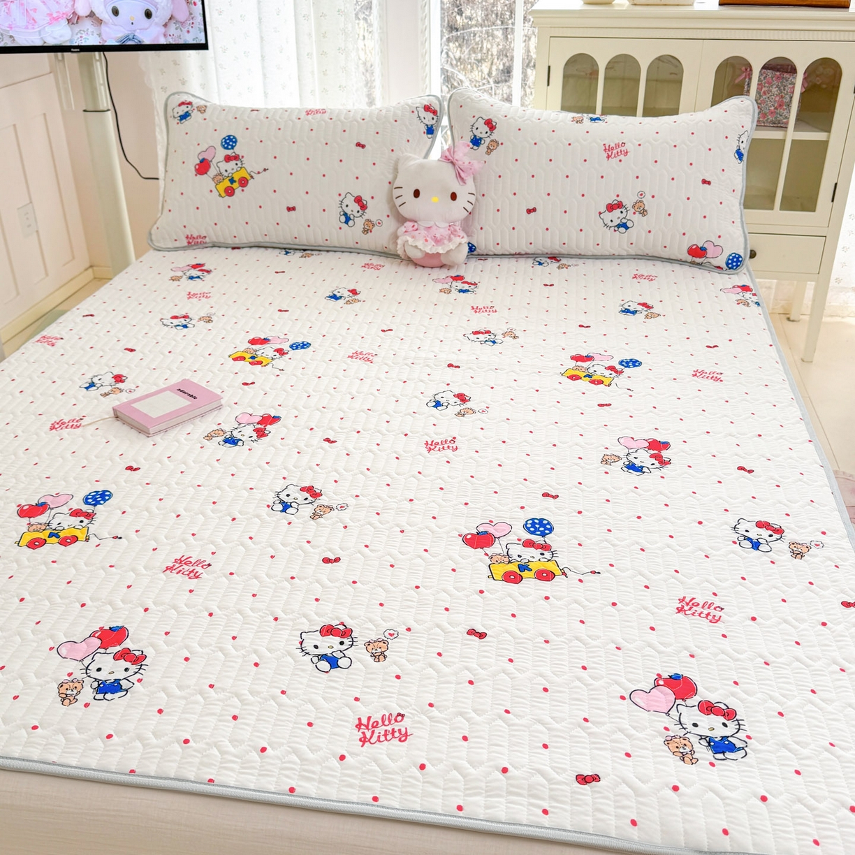 91家纺网 家纺一手货源 找家纺 博雅 2026新款三丽鸥A类仿锦氨组合小冰皮夏被夏凉被空调被凉席席子 小版-小熊苹果KT