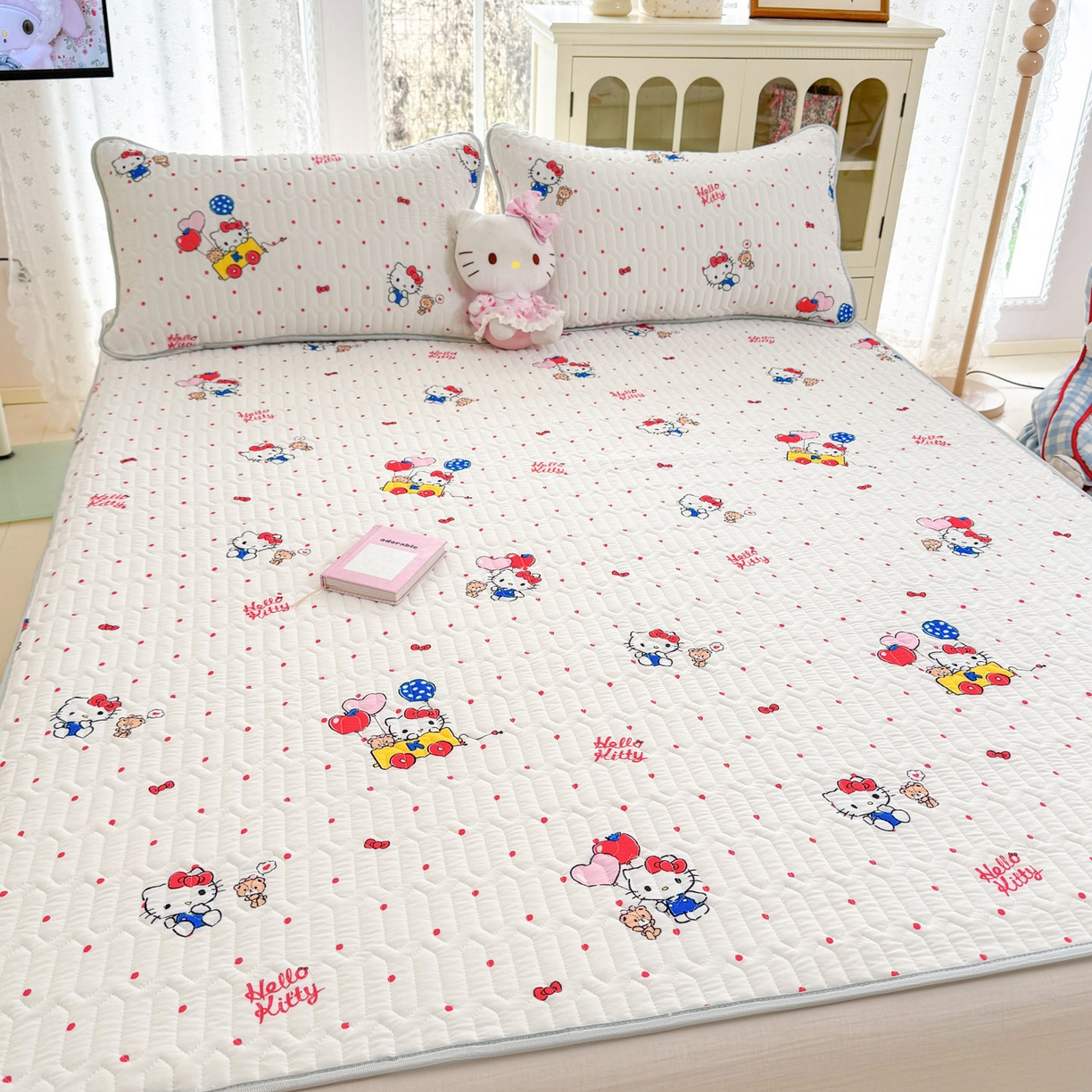 91家纺网 家纺一手货源 找家纺 博雅 2026新款三丽鸥A类仿锦氨组合小冰皮夏被夏凉被空调被凉席席子 小版-小熊苹果KT