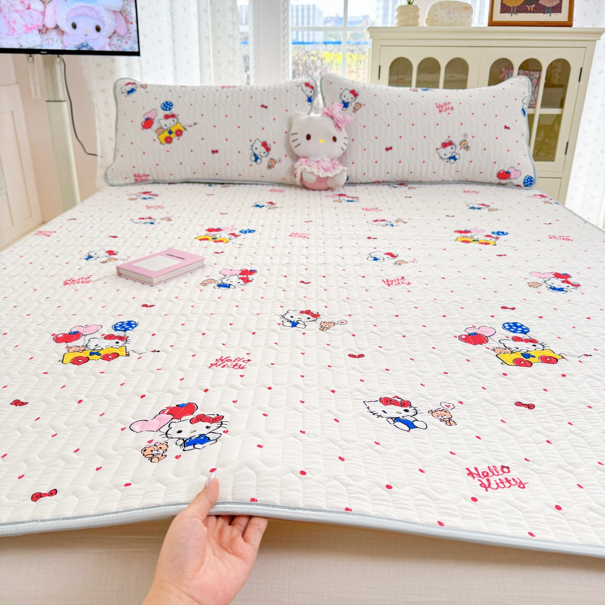 91家纺网 家纺一手货源 找家纺 博雅 2026新款三丽鸥A类仿锦氨组合小冰皮夏被夏凉被空调被凉席席子 小版-小熊苹果KT