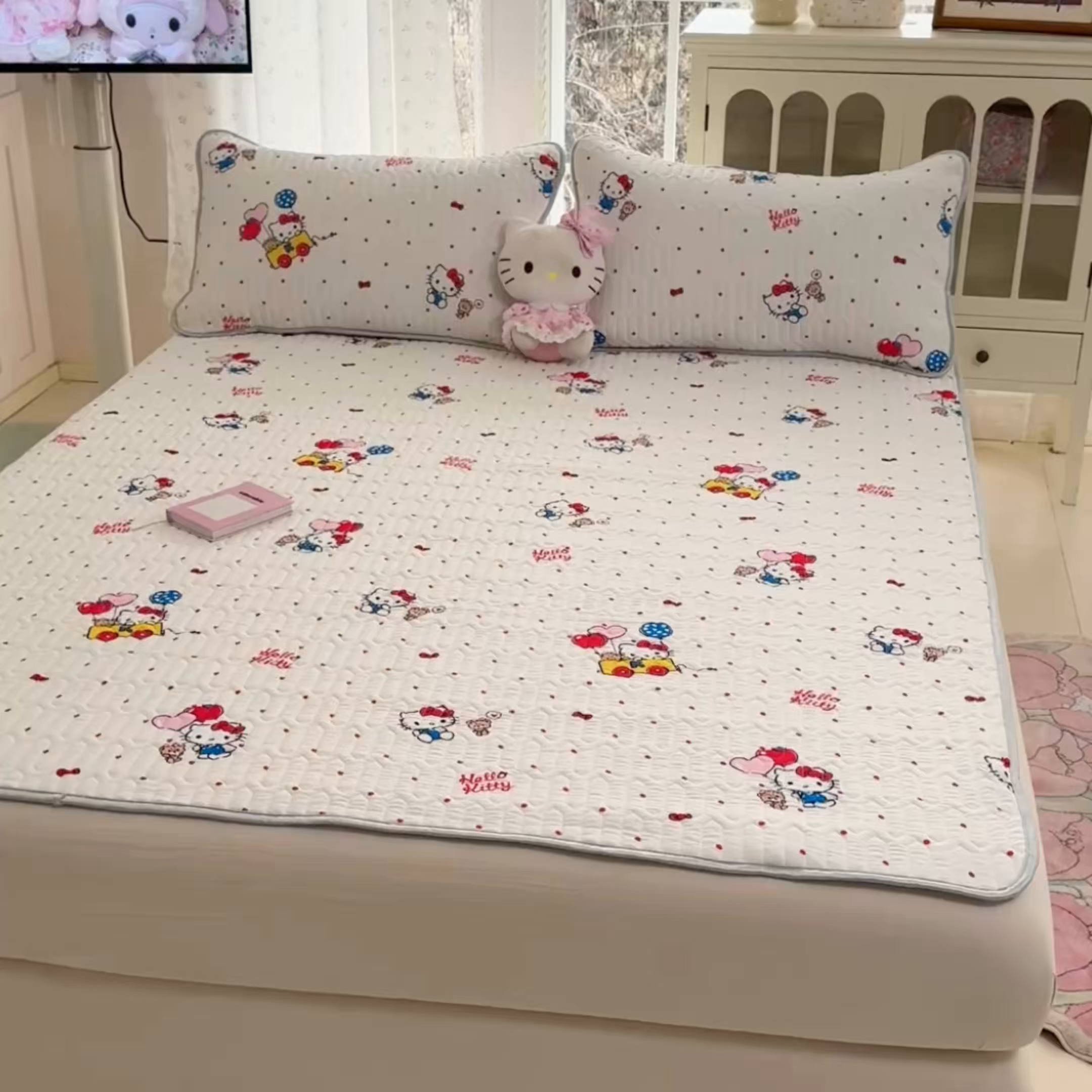 91家纺网 家纺一手货源 找家纺 博雅 2026新款三丽鸥A类仿锦氨组合小冰皮夏被夏凉被空调被凉席席子 小版-小熊苹果KT