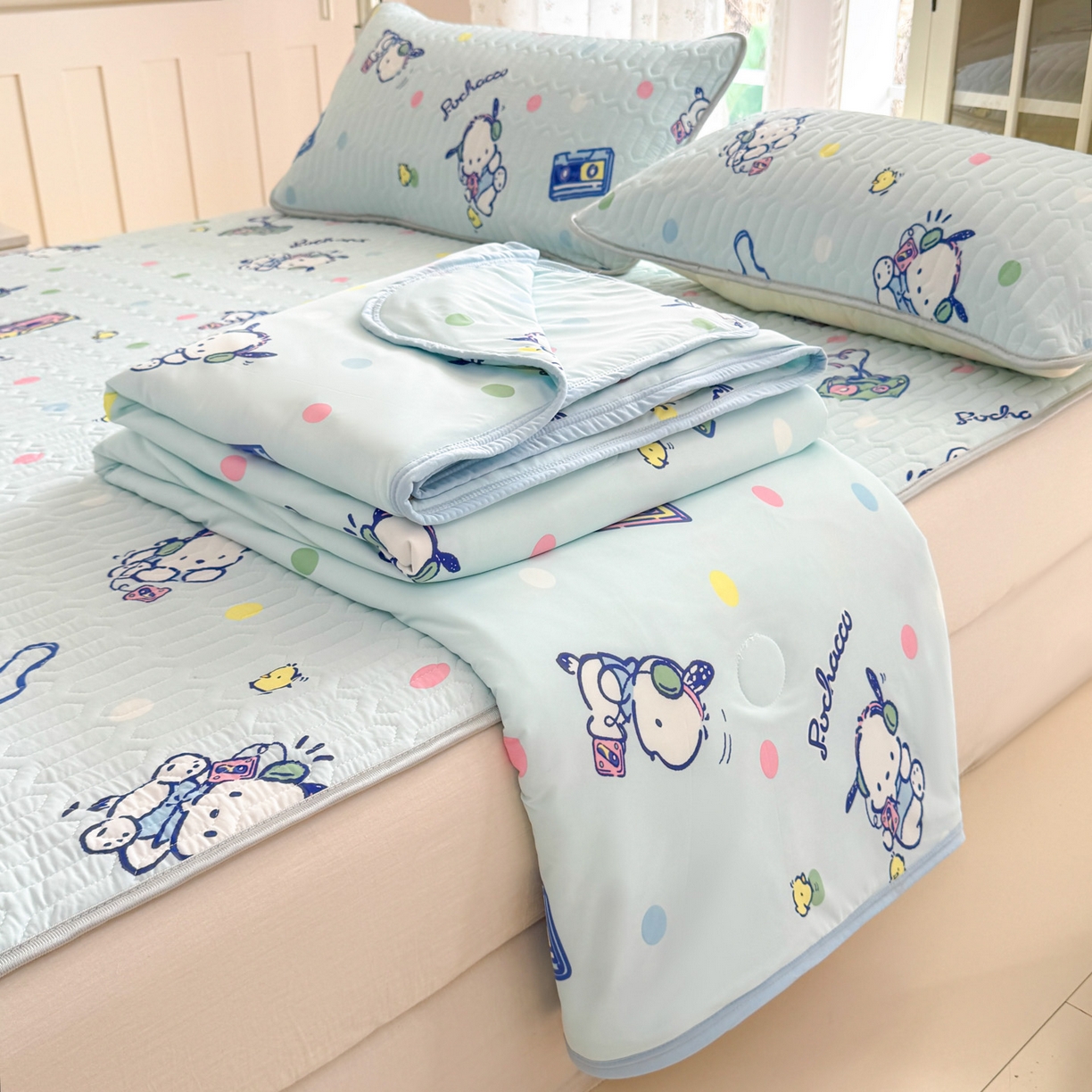 博雅 2026新款三丽鸥A类仿锦氨组合小冰皮夏被夏凉被空调被凉席席子 小版-音乐帕恰狗