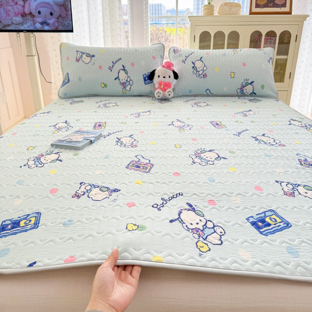 91家纺网 家纺一手货源 找家纺 博雅 2026新款三丽鸥A类仿锦氨组合小冰皮夏被夏凉被空调被凉席席子 小版-音乐帕恰狗