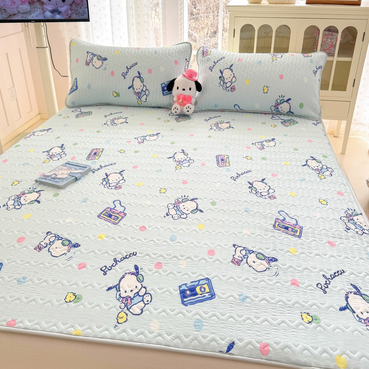 91家纺网 家纺一手货源 找家纺 博雅 2026新款三丽鸥A类仿锦氨组合小冰皮夏被夏凉被空调被凉席席子 小版-音乐帕恰狗