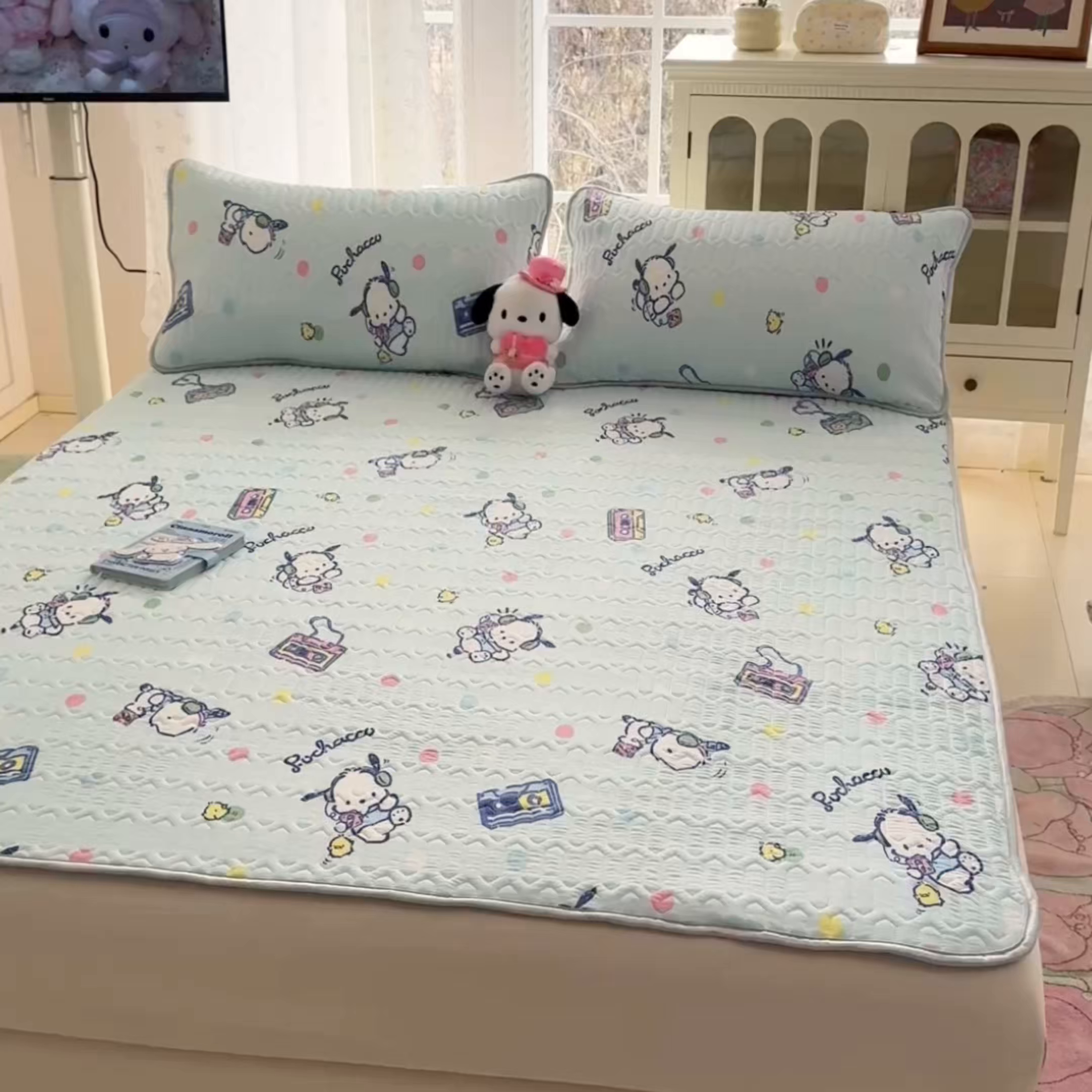 91家纺网 家纺一手货源 找家纺 博雅 2026新款三丽鸥A类仿锦氨组合小冰皮夏被夏凉被空调被凉席席子 小版-音乐帕恰狗