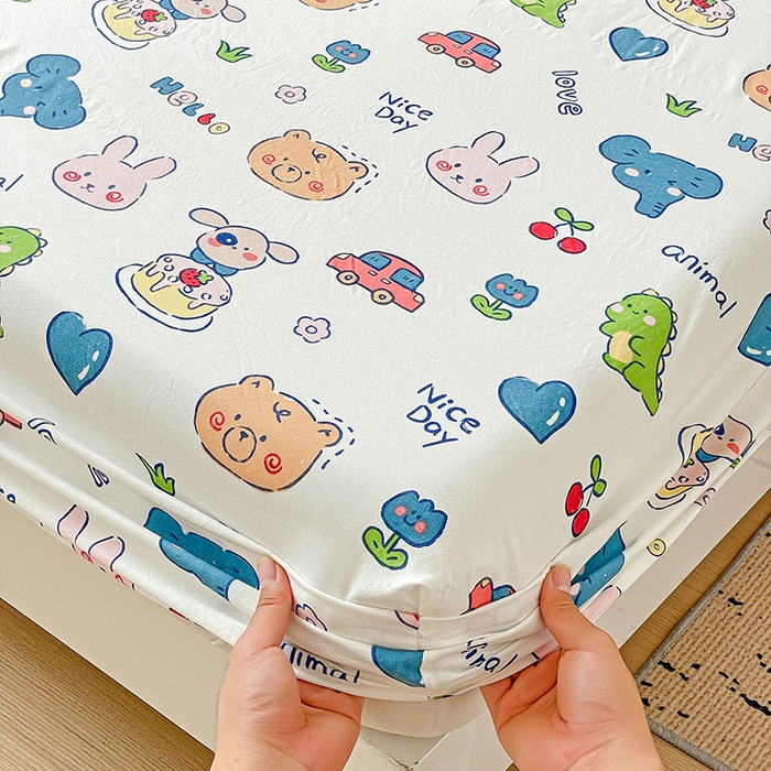 91家纺网 家纺一手货源 找家纺 纽缦家纺 2026新款A类水洗棉学生床笠系列 狂欢派对