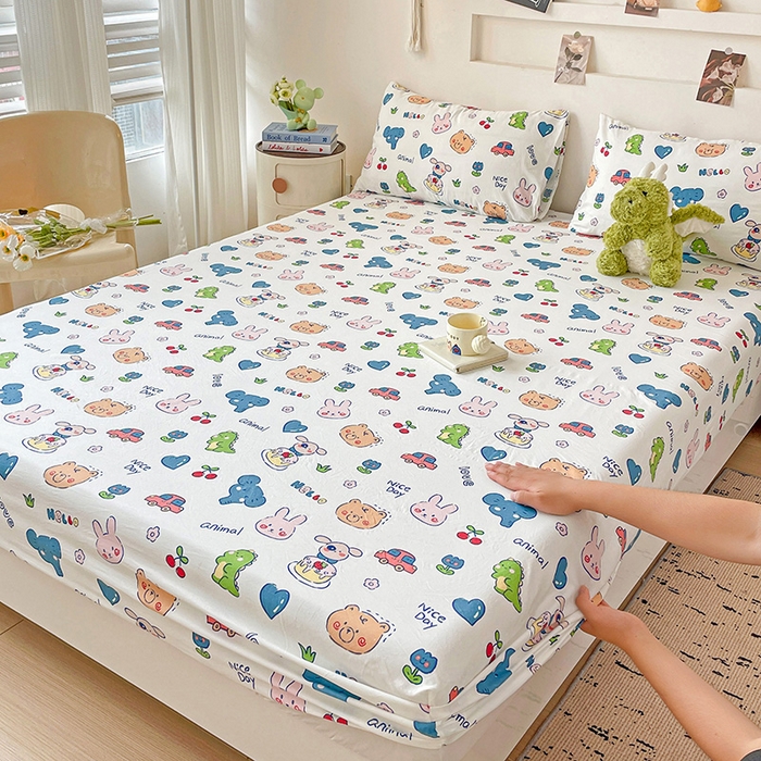 91家纺网 家纺一手货源 找家纺 纽缦家纺 2026新款A类水洗棉学生床笠系列 狂欢派对