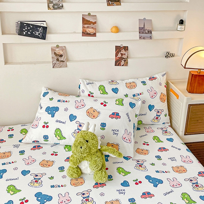 91家纺网 家纺一手货源 找家纺 纽缦家纺 2026新款A类水洗棉学生床笠系列 狂欢派对