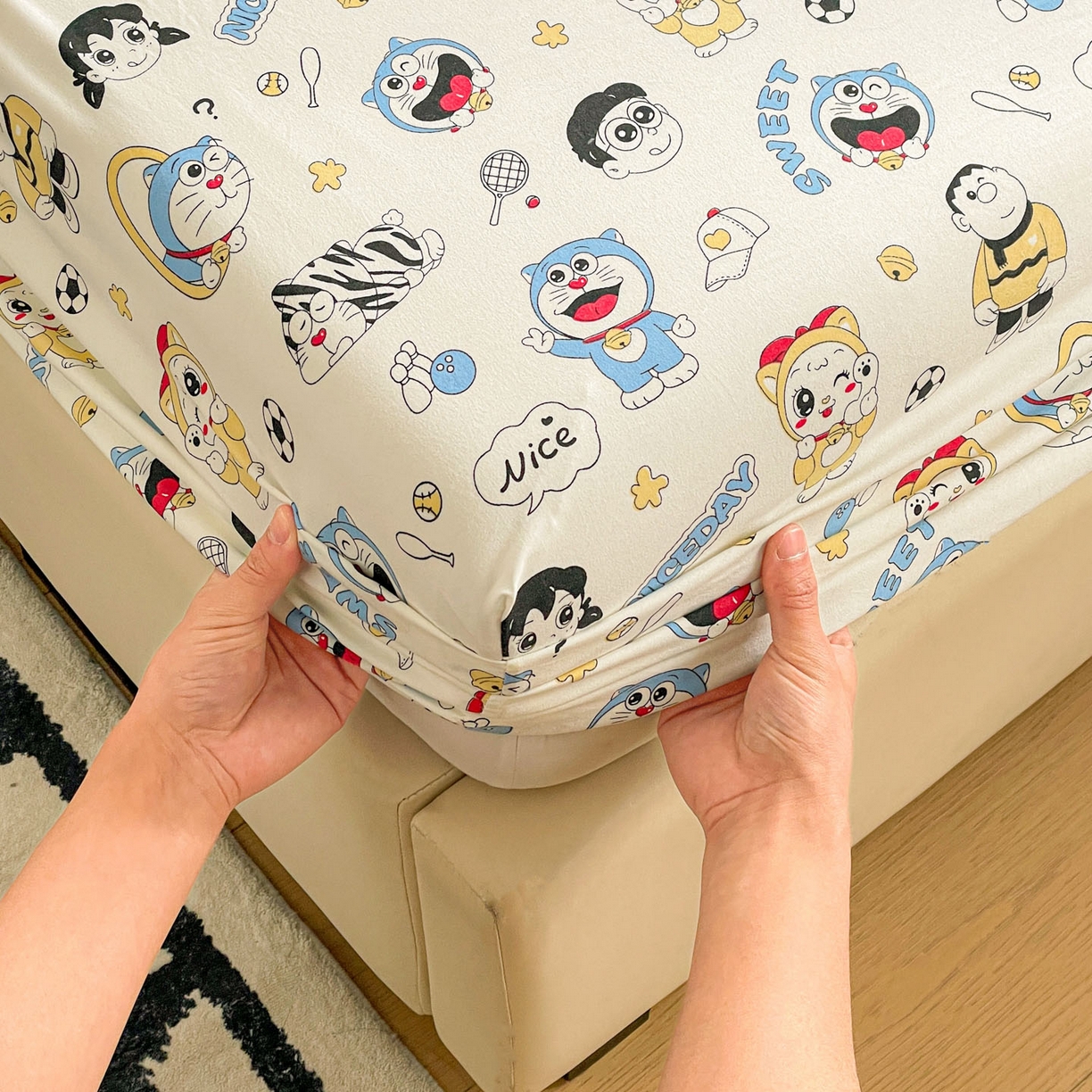 91家纺网 家纺一手货源 找家纺 纽缦家纺 2026新款A类水洗棉学生床笠系列 萌萌小叮当