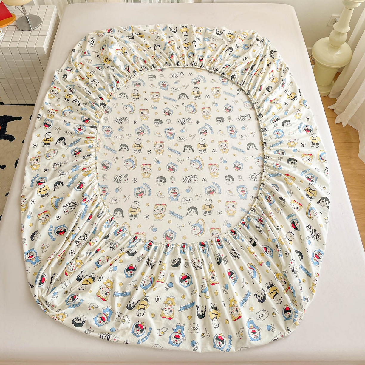 91家纺网 家纺一手货源 找家纺 纽缦家纺 2026新款A类水洗棉学生床笠系列 萌萌小叮当