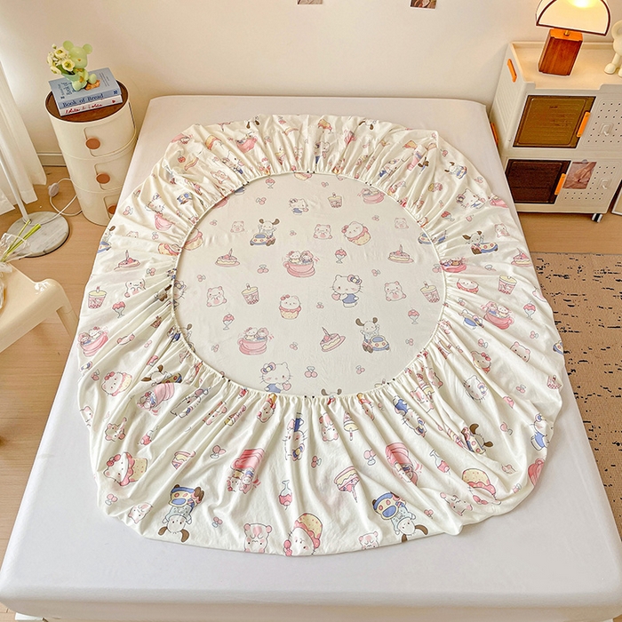 91家纺网 家纺一手货源 找家纺 纽缦家纺 2026新款A类水洗棉学生床笠系列 奶猫