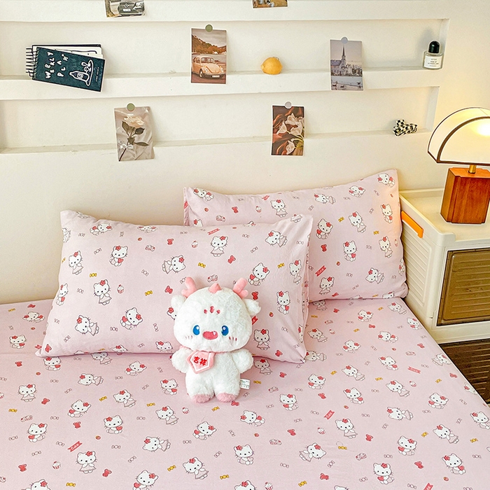 91家纺网 家纺一手货源 找家纺 纽缦家纺 2026新款A类水洗棉学生床笠系列 糖果KT