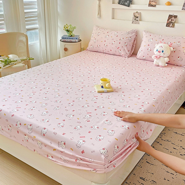 91家纺网 家纺一手货源 找家纺 纽缦家纺 2026新款A类水洗棉学生床笠系列 糖果KT