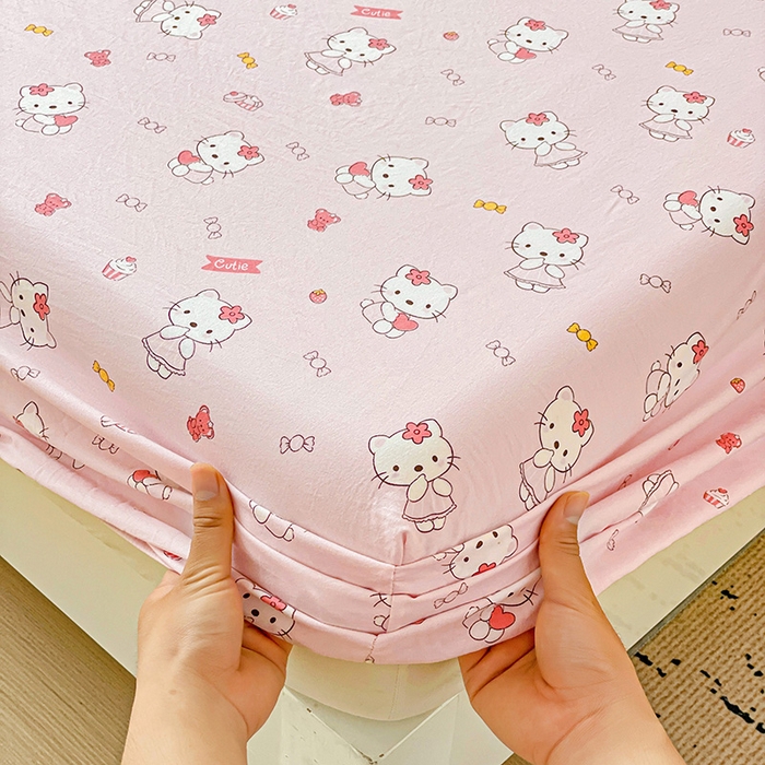 91家纺网 家纺一手货源 找家纺 纽缦家纺 2026新款A类水洗棉学生床笠系列 糖果KT