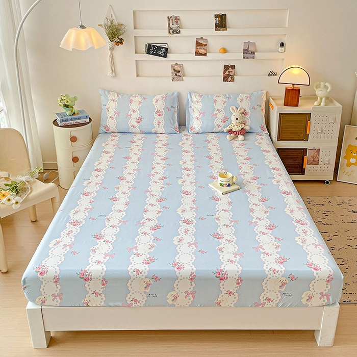 纽缦家纺 2026新款A类水洗棉学生床笠系列 甜雾予月