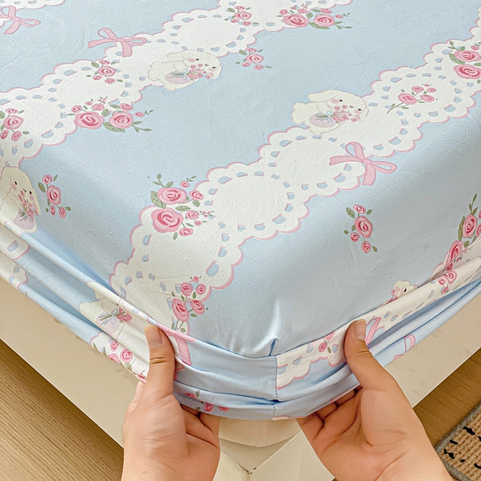 91家纺网 家纺一手货源 找家纺 纽缦家纺 2026新款A类水洗棉学生床笠系列 甜雾予月