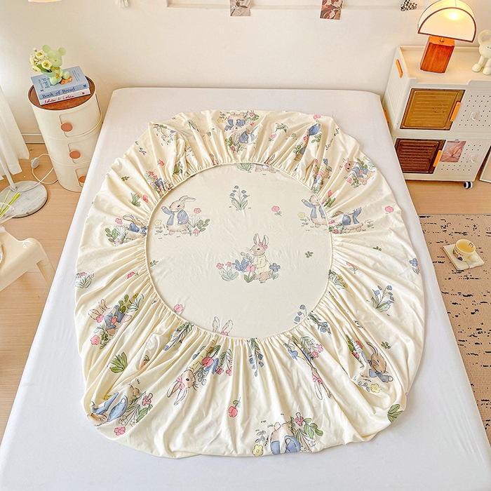 91家纺网 家纺一手货源 找家纺 纽缦家纺 2026新款A类水洗棉学生床笠系列 兔sweet