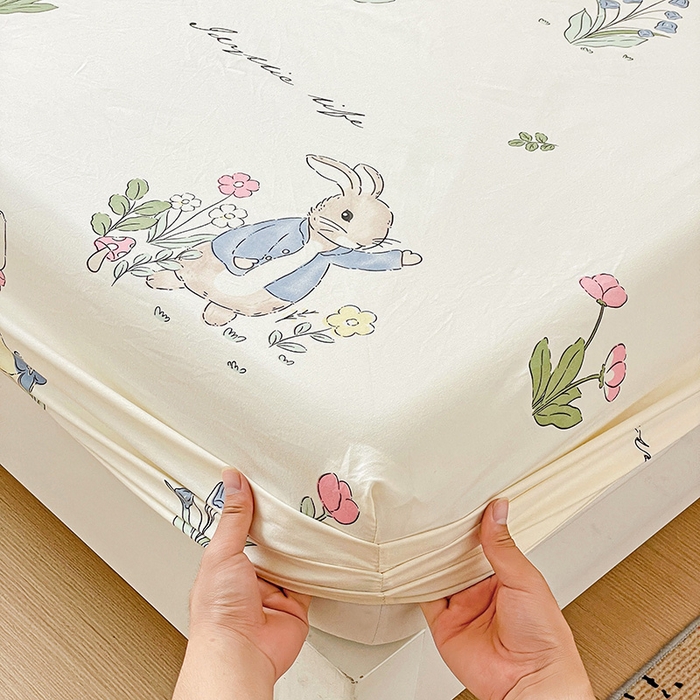 91家纺网 家纺一手货源 找家纺 纽缦家纺 2026新款A类水洗棉学生床笠系列 兔sweet