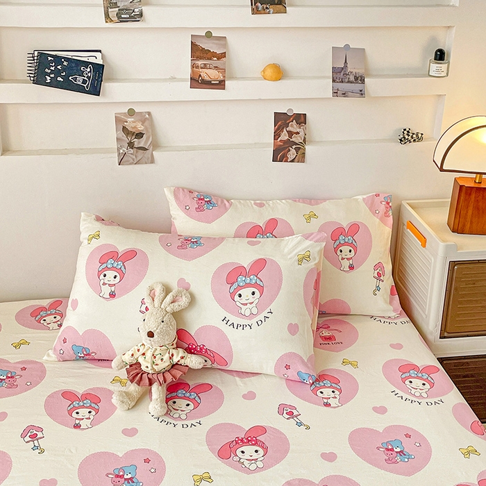 91家纺网 家纺一手货源 找家纺 纽缦家纺 2026新款A类水洗棉学生床笠系列 小恋曲