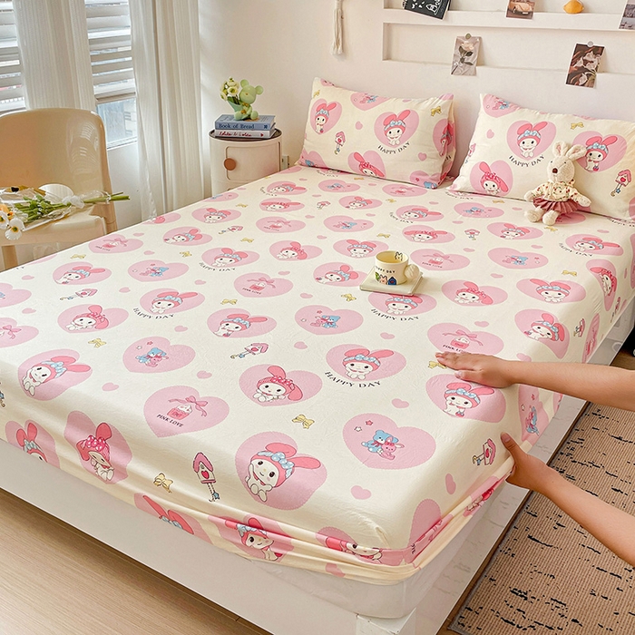 91家纺网 家纺一手货源 找家纺 纽缦家纺 2026新款A类水洗棉学生床笠系列 小恋曲