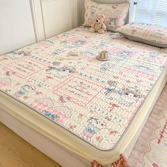 91家纺网 家纺一手货源 找家纺 （总）柒月家居 2026新款小清新床笠款乳胶凉席床笠