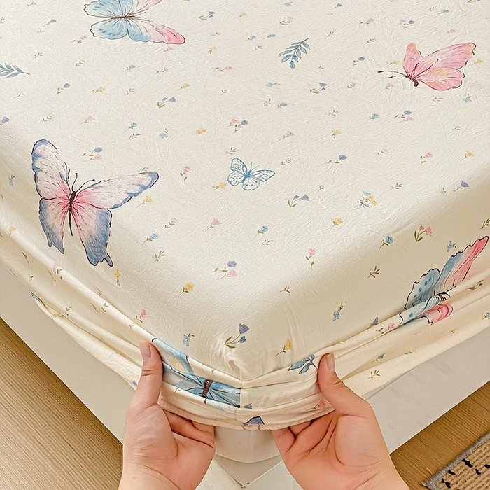 91家纺网 家纺一手货源 找家纺 纽缦家纺 2026新款A类水洗棉学生床笠系列 星蝶物语