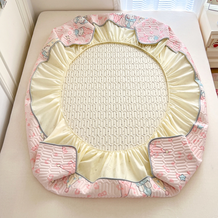 91家纺网 家纺一手货源 找家纺 柒月家居 2026新款小清新床笠款乳胶凉席床笠 床笠-豹纹精灵