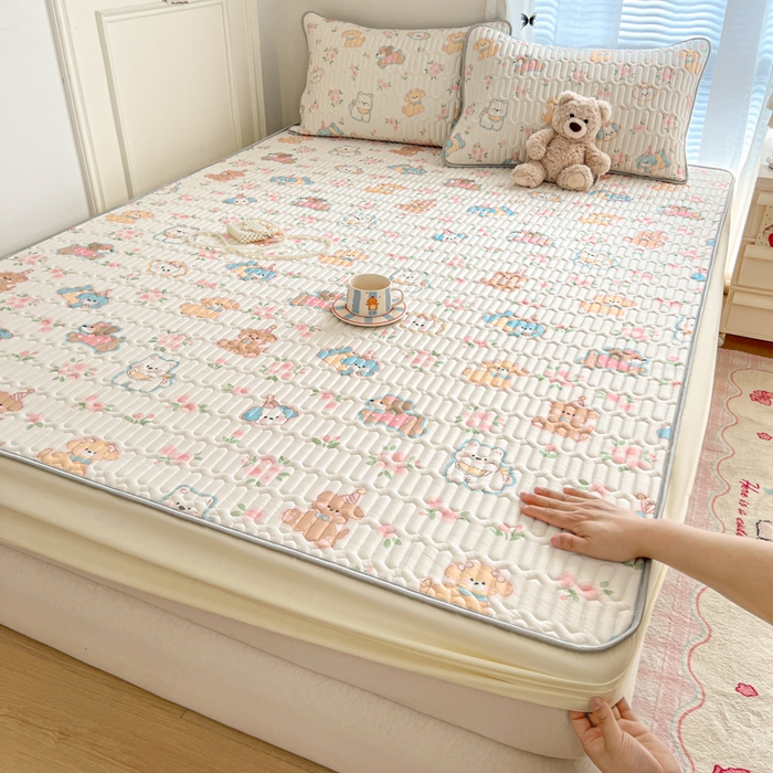 91家纺网 家纺一手货源 找家纺 柒月家居 2026新款小清新床笠款乳胶凉席床笠 床笠-碎花派对