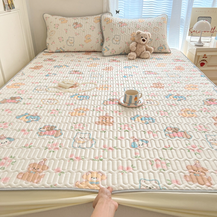 91家纺网 家纺一手货源 找家纺 柒月家居 2026新款小清新床笠款乳胶凉席床笠 床笠-碎花派对