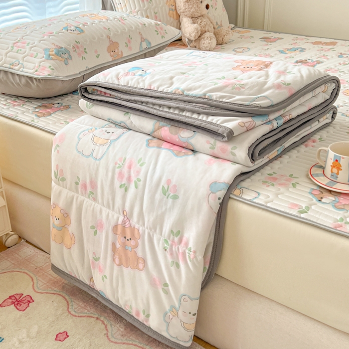 91家纺网 家纺一手货源 找家纺 柒月家居 2026新款小清新床笠款乳胶凉席床笠 床笠-碎花派对