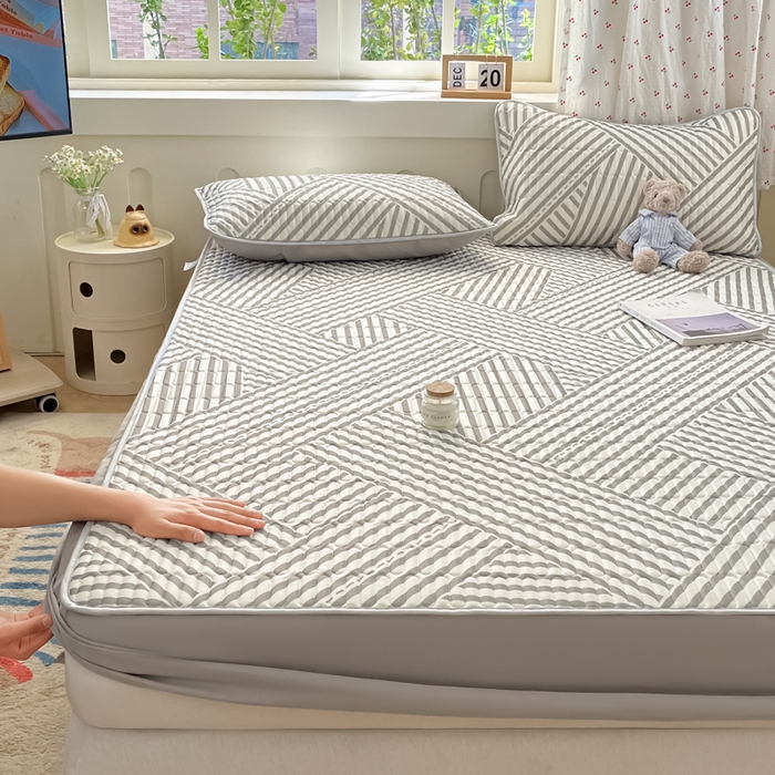 91家纺网 家纺一手货源 找家纺 柒月家居 2026新款小清新床笠款乳胶凉席床笠 床笠-格调