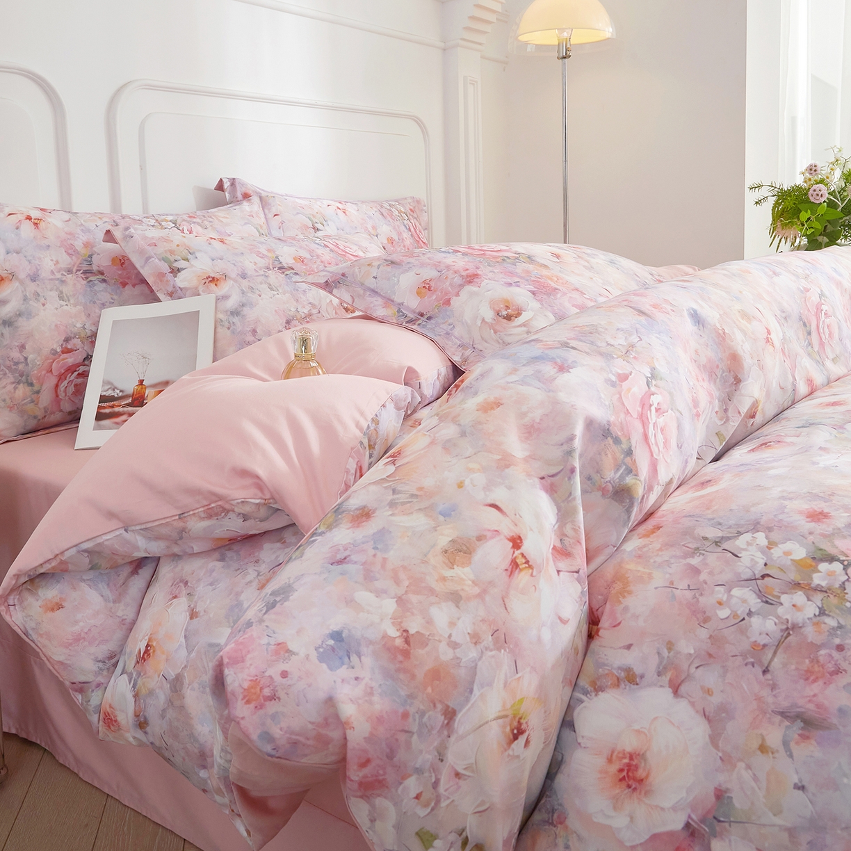 91家纺网 家纺一手货源 找家纺 锦彩家居 2025新款高克重牛奶绒雕花四件套-蝶梦 蝶梦-豆蔻绿