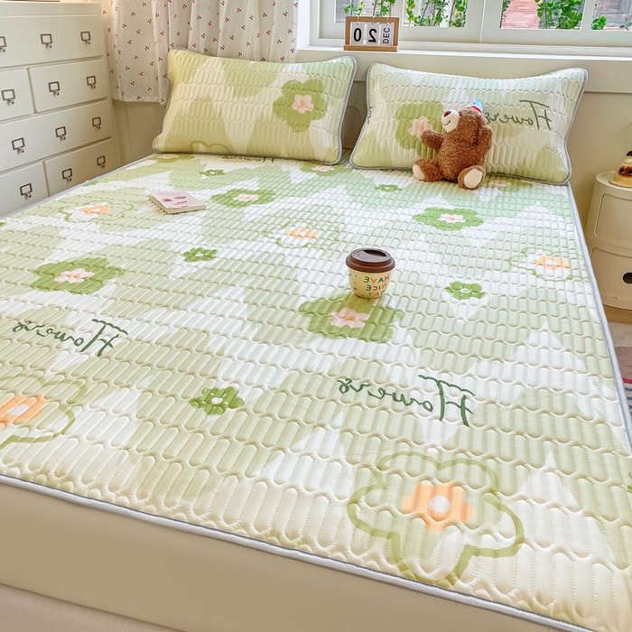 91家纺网 家纺一手货源 找家纺 柒月家居 2026新款小清新床笠款乳胶凉席床笠 床笠-花季