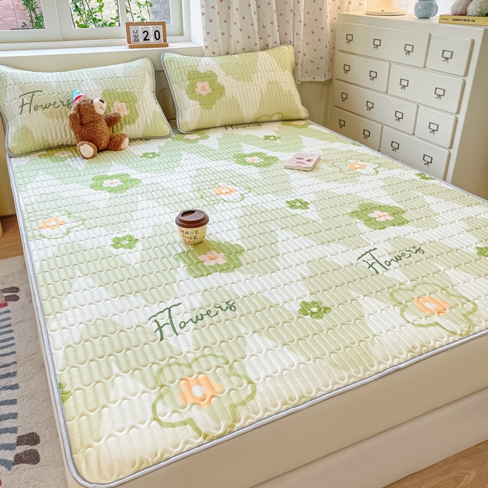 91家纺网 家纺一手货源 找家纺 柒月家居 2026新款小清新床笠款乳胶凉席床笠 床笠-花季