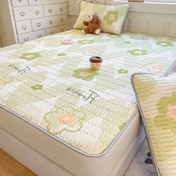 91家纺网 家纺一手货源 找家纺 柒月家居 2026新款小清新床笠款乳胶凉席床笠 床笠-花季