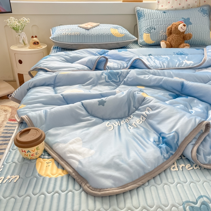 91家纺网 家纺一手货源 找家纺 柒月家居 2026新款小清新床笠款乳胶凉席床笠 床笠-星星月亮