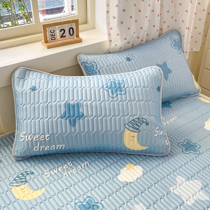 91家纺网 家纺一手货源 找家纺 柒月家居 2026新款小清新床笠款乳胶凉席床笠 床笠-星星月亮